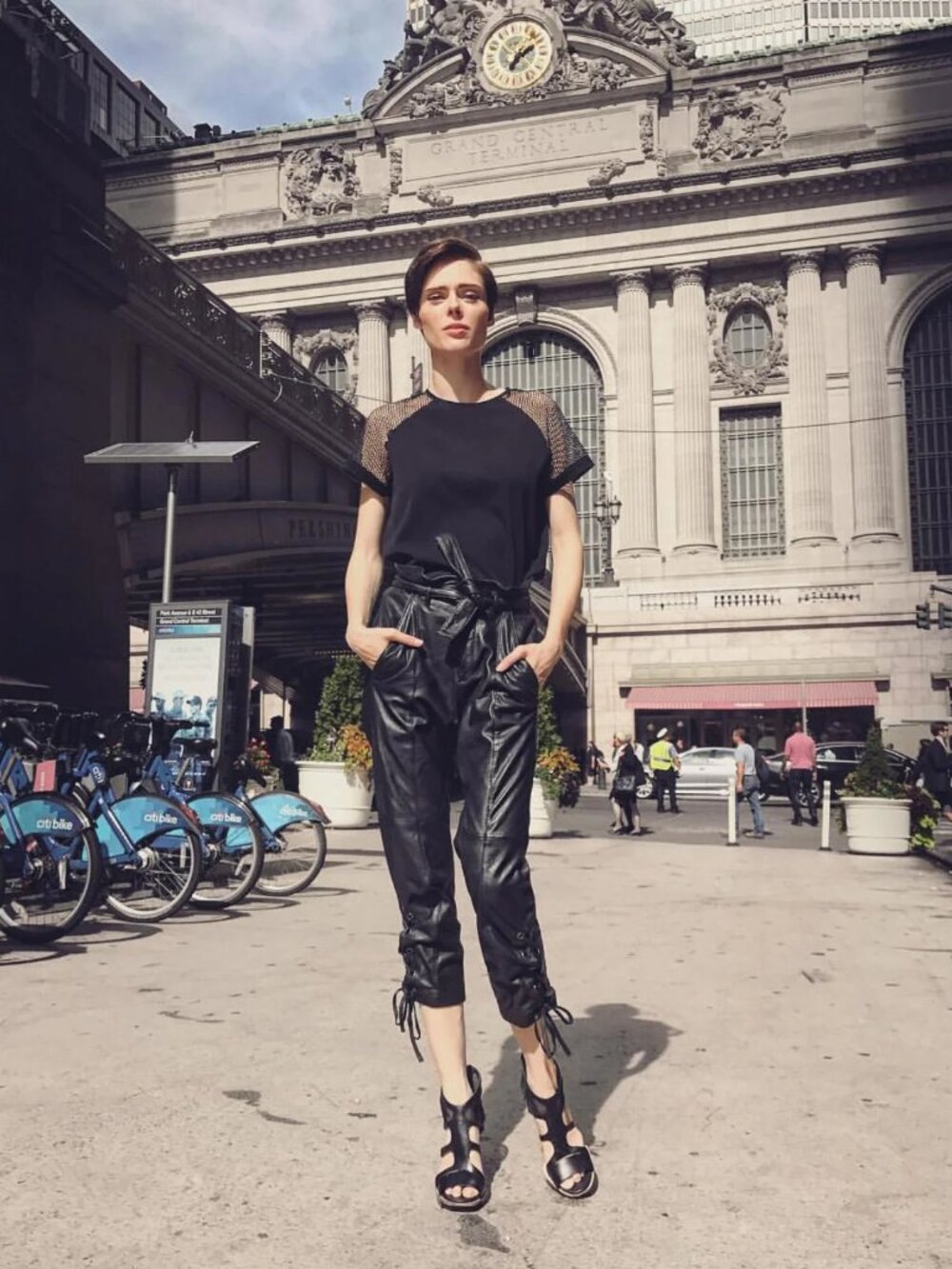 Marissa Webb Tie-Leg Black Lambskin Leather Equestrian Breeches Jodhpurs Pants